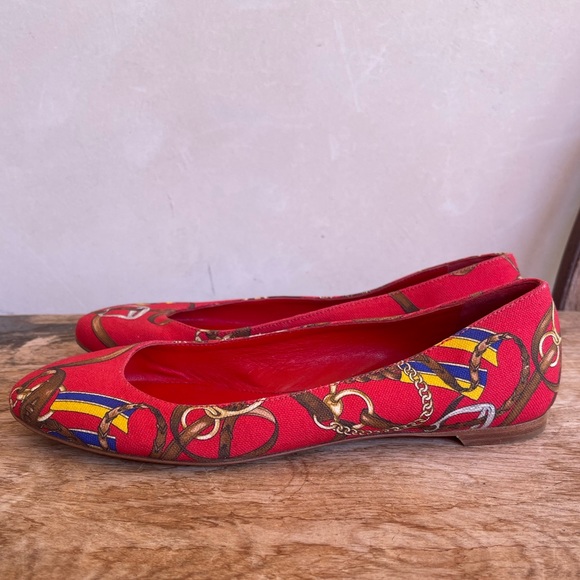 RALPH LAUREN COLLECTION Purple Label Red Equestrian Horse Bit Flat 9M Italy RARE - Picture 12 of 13